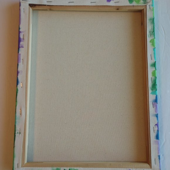 Abstract Style Painting Of Two Purple & Green Geckos Hand Painted 14x11 Canvas - Picture 8 of 16